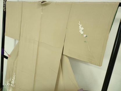 平和屋着物●極上　本加賀友禅作家　南克治　訪問着　草花文　枯色地　暈し染め　逸品　DZAB3512kh6