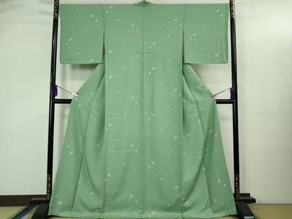 平和屋着物●極上　お召　舞花文　薄青色地　鈴乃屋扱い　逸品　未使用　DZAB3514kh6