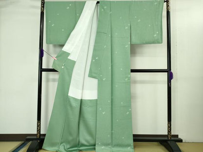 平和屋着物●極上　お召　舞花文　薄青色地　鈴乃屋扱い　逸品　未使用　DZAB3514kh6