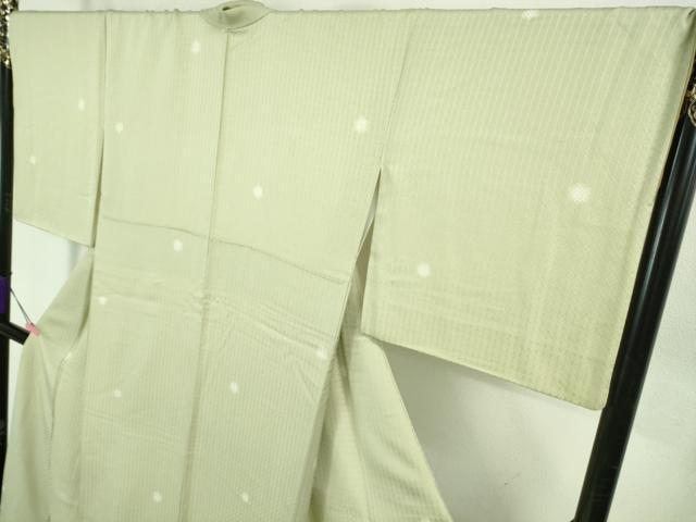 平和屋着物●極上 染師 久保伊智郎 小紋 ホタル菱 白緑色地 反端付き 逸品 DZAB3518kh6
