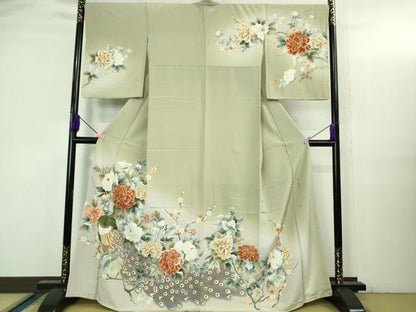 平和屋着物●極上 訪問着 作家物 手描き 孔雀 暈し染め 逸品 DZAB3521kh6