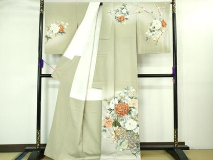 平和屋着物●極上 訪問着 作家物 手描き 孔雀 暈し染め 逸品 DZAB3521kh6