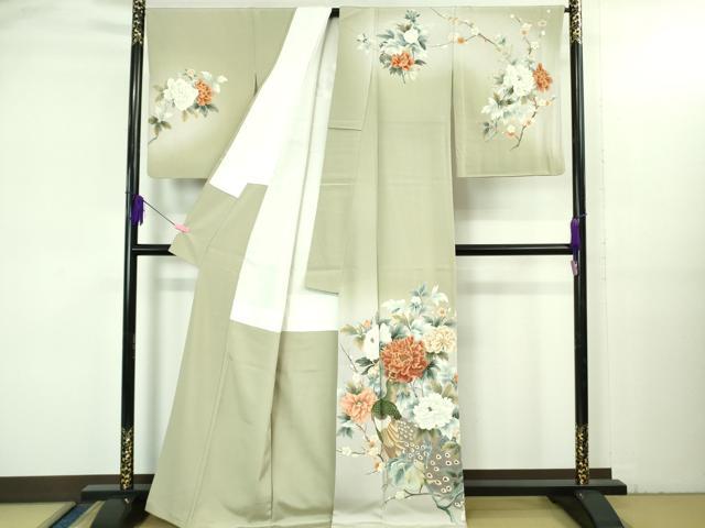平和屋着物●極上 訪問着 作家物 手描き 孔雀 暈し染め 逸品 DZAB3521kh6