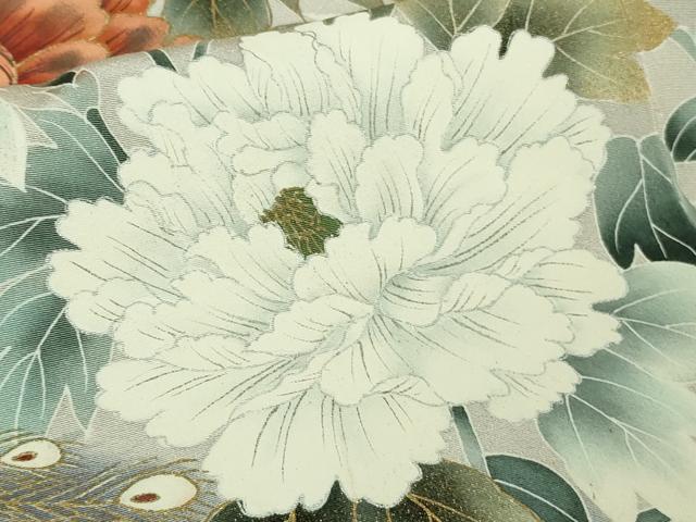 平和屋着物●極上 訪問着 作家物 手描き 孔雀 暈し染め 逸品 DZAB3521kh6
