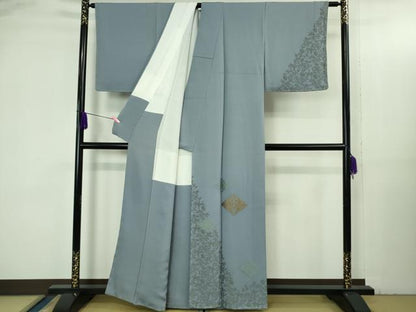 平和屋本店●極上 山口美術織物 皇室 伊勢神宮御用 西陣織 訪問着 お召地 桐竹地鳳凰菱文 薄花色 上代88万 反端付 逸品 未使用 DZAB3523kh6
