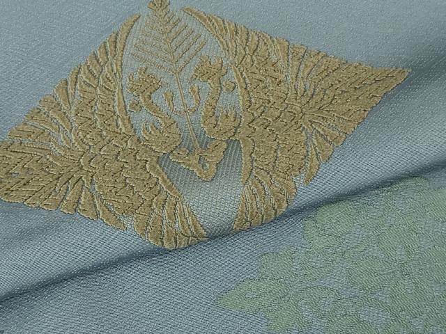 平和屋本店●極上 山口美術織物 皇室 伊勢神宮御用 西陣織 訪問着 お召地 桐竹地鳳凰菱文 薄花色 上代88万 反端付 逸品 未使用 DZAB3523kh6