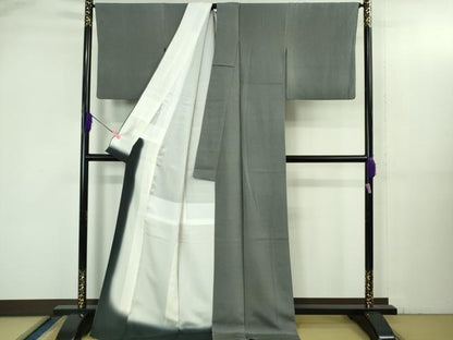 平和屋着物●極上 伝統工芸師 服部光擴 江戸小紋 万筋 羊羹色×藍墨茶色 逸品 DZAB3525kh6