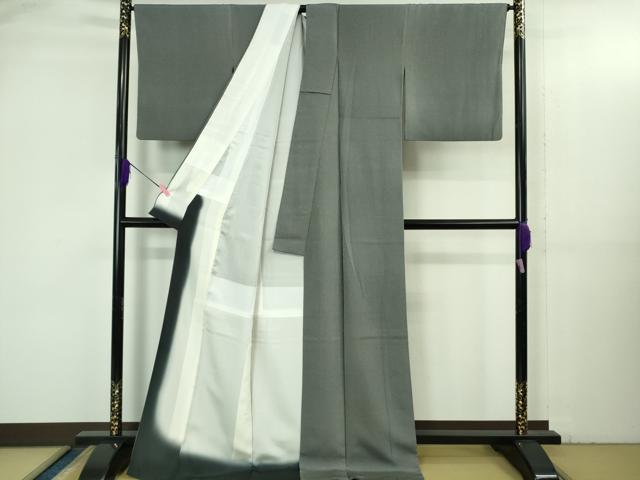 平和屋着物●極上 伝統工芸師 服部光擴 江戸小紋 万筋 羊羹色×藍墨茶色 逸品 DZAB3525kh6