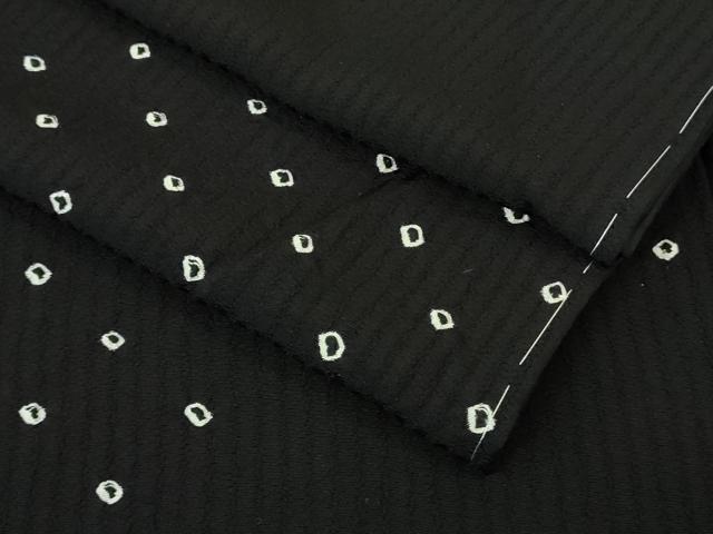 平和屋着物●極上 小紋 絞り 変わり市松 黒地 逸品 未使用 DZAB3526kh6