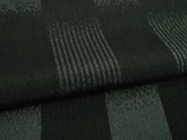 平和屋着物●極上 本塩沢 やまだ織 高橋照子作 色紙並べ 黒地 証紙付き 逸品 未使用 DZAB3531kh6