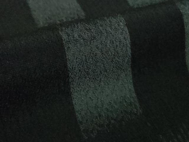 平和屋着物●極上 本塩沢 やまだ織 高橋照子作 色紙並べ 黒地 証紙付き 逸品 未使用 DZAB3531kh6