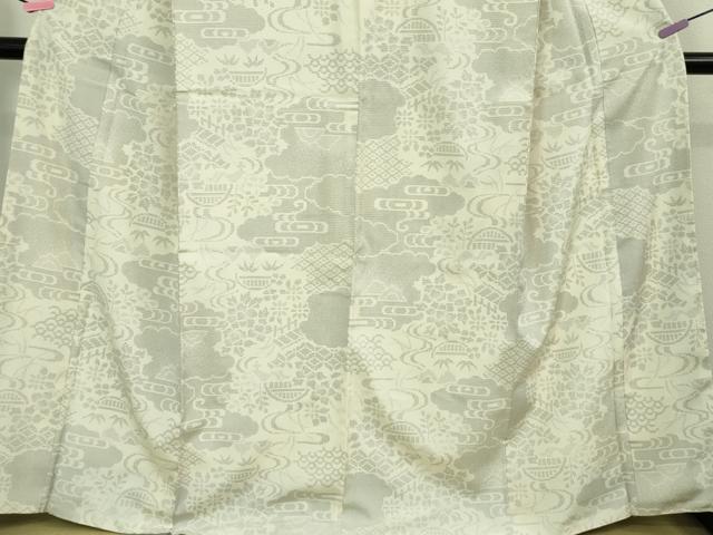 平和屋着物●極上 本塩沢 110亀甲 風景花文 逸品 DZAB3532kh6
