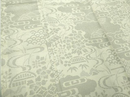 平和屋着物●極上 本塩沢 110亀甲 風景花文 逸品 DZAB3532kh6