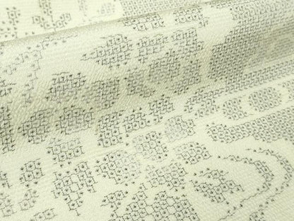 平和屋着物●極上 本塩沢 110亀甲 風景花文 逸品 DZAB3532kh6
