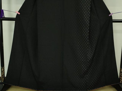 平和屋着物●極上 本塩沢 110亀甲 菱文 黒地 逸品 未使用 DZAB3534kh6