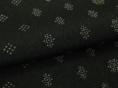 平和屋着物●極上 本塩沢 110亀甲 菱文 黒地 逸品 未使用 DZAB3534kh6