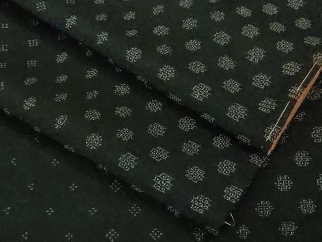 平和屋着物●極上 本塩沢 110亀甲 菱文 黒地 逸品 未使用 DZAB3534kh6