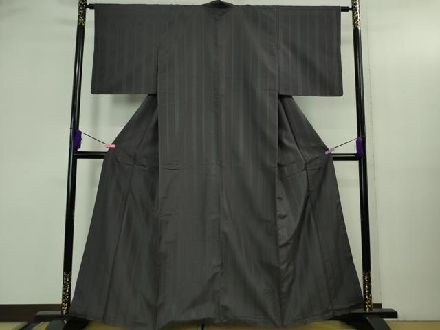 平和屋着物●極上 献上紬 博多織 青褐色地 逸品 DZAB3535kh6