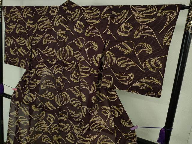 平和屋本店＊極上　夏物　銀座　志ま亀　小紋　絽　紫紺色地　たとう紙付き　逸品　DZAB3542kh6