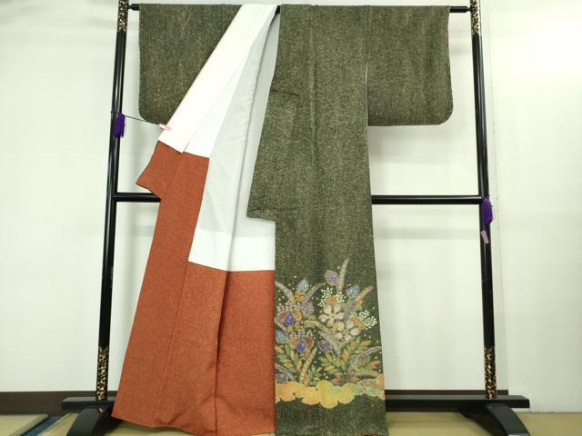 平和屋本店●最高級　初代　久保田一竹　幻の辻が花　色留訪問着　天平　金通し地　共箱付き　逸品　DZAB3543kh6