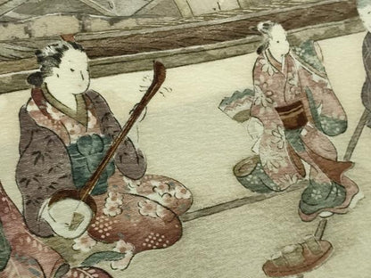 平和屋本店●極上　創業明治元年 京の老舗【小糸染芸】小糸敏夫 訪問着・袋帯セット 手描き　城下町人物風景　暈し染め　逸品　DZAB3545kh6