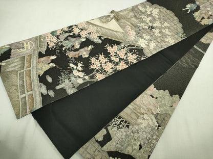 平和屋本店●極上　創業明治元年 京の老舗【小糸染芸】小糸敏夫 訪問着・袋帯セット 手描き　城下町人物風景　暈し染め　逸品　DZAB3545kh6