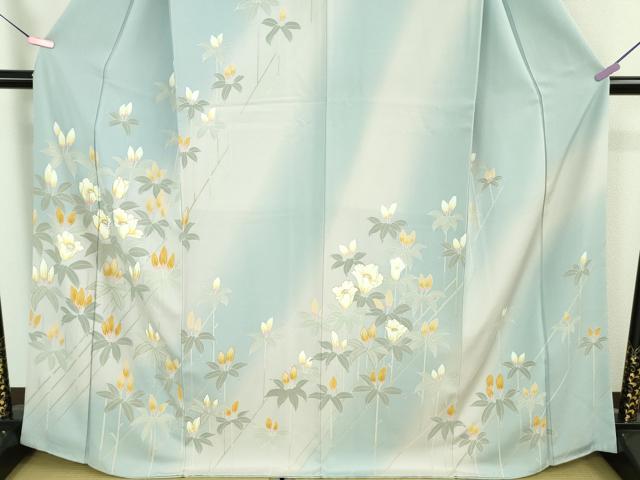 平和屋本店●極上 訪問着・長襦袢(無双仕立て)セット 駒刺繍 枝花文 暈し染め 金彩 逸品 DZAB3546kh6