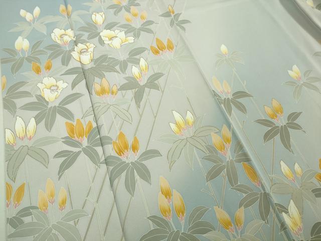 平和屋本店●極上 訪問着・長襦袢(無双仕立て)セット 駒刺繍 枝花文 暈し染め 金彩 逸品 DZAB3546kh6