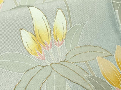 平和屋本店●極上 訪問着・長襦袢(無双仕立て)セット 駒刺繍 枝花文 暈し染め 金彩 逸品 DZAB3546kh6