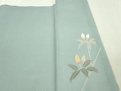 平和屋本店●極上 訪問着・長襦袢(無双仕立て)セット 駒刺繍 枝花文 暈し染め 金彩 逸品 DZAB3546kh6
