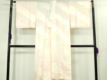 平和屋本店●極上 訪問着・長襦袢(無双仕立て)セット 駒刺繍 枝花文 暈し染め 金彩 逸品 DZAB3546kh6