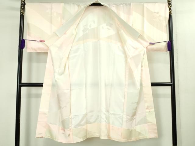 平和屋本店●極上 訪問着・長襦袢(無双仕立て)セット 駒刺繍 枝花文 暈し染め 金彩 逸品 DZAB3546kh6