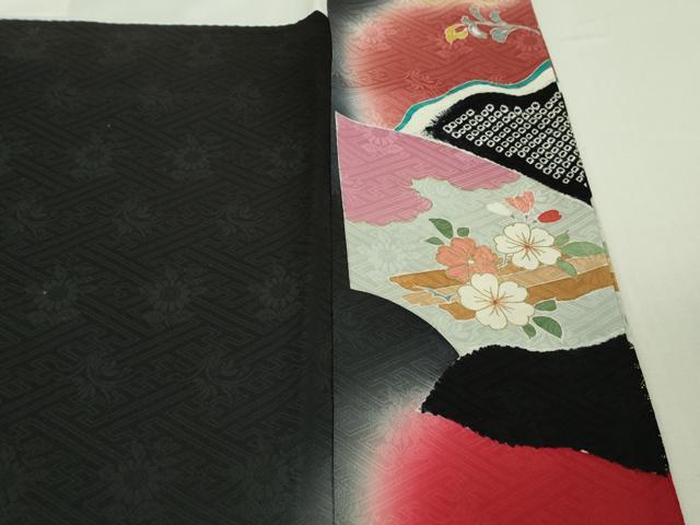 平和屋本店●極上　創業460年・千總　振袖　駒刺繍　地紙御所車花文　暈し染め　金彩　三越扱い　逸品　DZAB3549kh6
