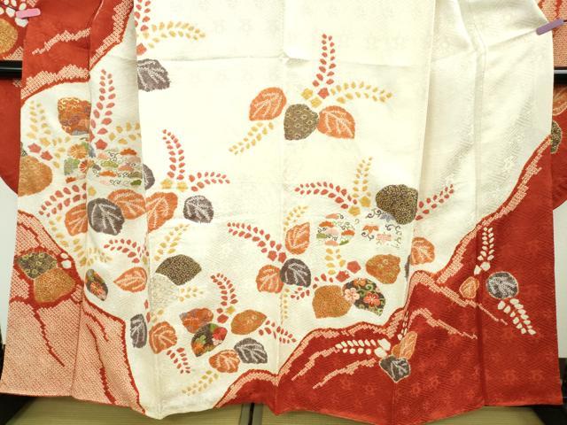平和屋本店●極上　創業460年・千總　振袖　刺繍　絞り　桐花吉祥文　金彩　逸品　DZAB3550kh6