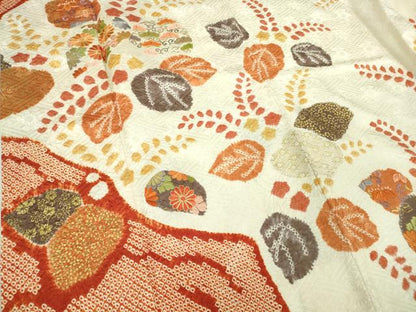 平和屋本店●極上　創業460年・千總　振袖　刺繍　絞り　桐花吉祥文　金彩　逸品　DZAB3550kh6