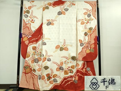 平和屋本店●極上　創業460年・千總　振袖　刺繍　絞り　桐花吉祥文　金彩　逸品　DZAB3550kh6