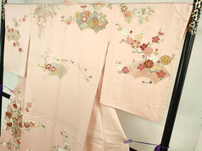 平和屋本店●極上　創業460年・千總　訪問着　駒刺繍　地紙橘吉祥花文　虹色地　金彩　高島屋扱い　逸品　DZAB3552kh6