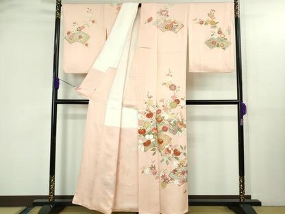 平和屋本店●極上　創業460年・千總　訪問着　駒刺繍　地紙橘吉祥花文　虹色地　金彩　高島屋扱い　逸品　DZAB3552kh6
