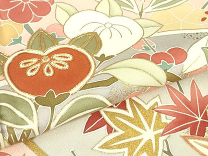 平和屋本店●極上　創業460年・千總　訪問着　駒刺繍　地紙橘吉祥花文　虹色地　金彩　高島屋扱い　逸品　DZAB3552kh6