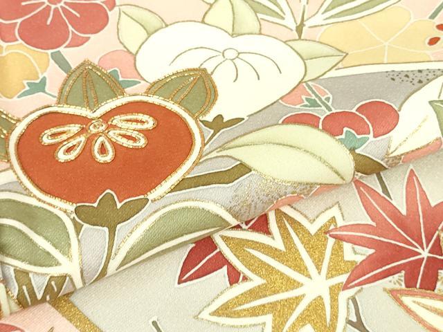 平和屋本店●極上　創業460年・千總　訪問着　駒刺繍　地紙橘吉祥花文　虹色地　金彩　高島屋扱い　逸品　DZAB3552kh6