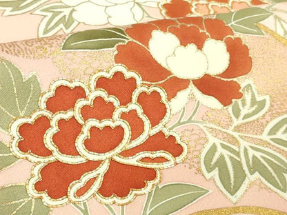 平和屋本店●極上　創業460年・千總　訪問着　駒刺繍　地紙橘吉祥花文　虹色地　金彩　高島屋扱い　逸品　DZAB3552kh6