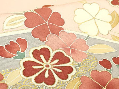 平和屋本店●極上　創業460年・千總　訪問着　駒刺繍　地紙橘吉祥花文　虹色地　金彩　高島屋扱い　逸品　DZAB3552kh6