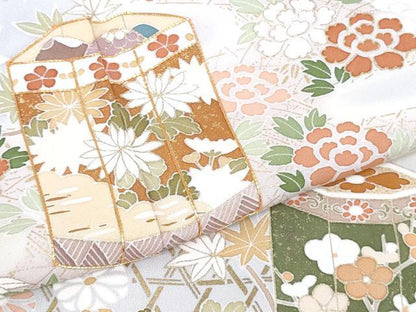 平和屋本店●極上　創業460年・千總　訪問着　駒刺繍　貝桶吉祥花文　藤鼠色地　暈し染め　金彩　三越扱い　逸品　DZAB3553kh6