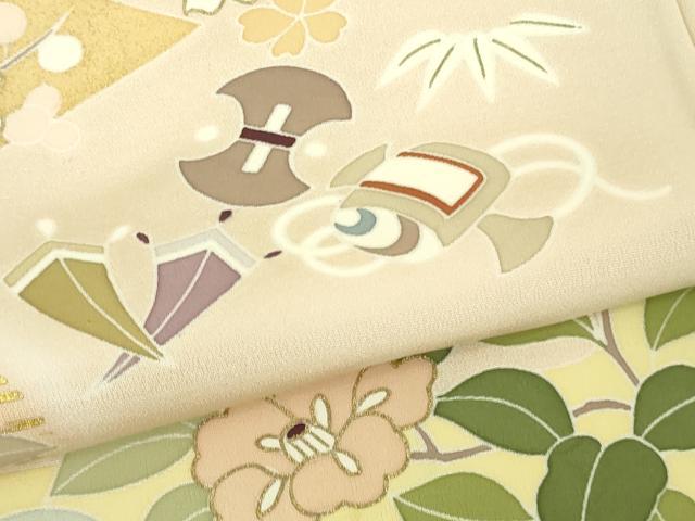 平和屋本店●極上　創業460年・千總　訪問着　駒刺繍　宝尽くし　吉祥花文　暈し染め　浅黄色地　金彩　三越扱い　逸品　DZAB3554kh6