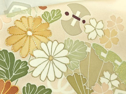 平和屋本店●極上　創業460年・千總　訪問着　駒刺繍　宝尽くし　吉祥花文　暈し染め　浅黄色地　金彩　三越扱い　逸品　DZAB3554kh6