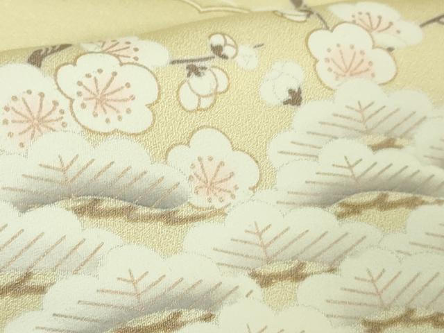 平和屋本店●極上 訪問着 駒刺繍 花丸吉祥立波文 鳥の子色地 金彩 ロング丈 逸品 DZAB3555kh6
