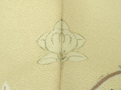 平和屋本店●極上 訪問着 駒刺繍 花丸吉祥立波文 鳥の子色地 金彩 ロング丈 逸品 DZAB3555kh6