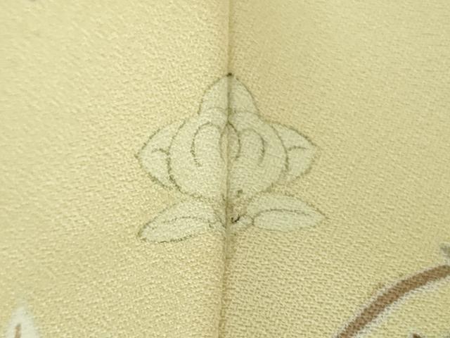 平和屋本店●極上 訪問着 駒刺繍 花丸吉祥立波文 鳥の子色地 金彩 ロング丈 逸品 DZAB3555kh6