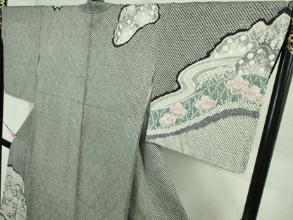 平和屋本店●極上　名門　藤娘きぬたや・総絞り　訪問着　樹林文　落款有り　逸品　DZAB3559kh6