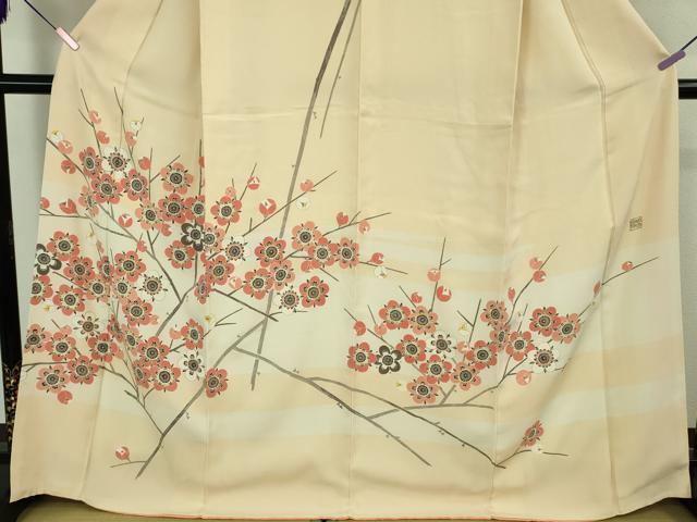 平和屋本店●希少　人間国宝　山田貢　訪問着　枝梅　肌色地　金彩　逸品　未使用　DZAB3563kh6